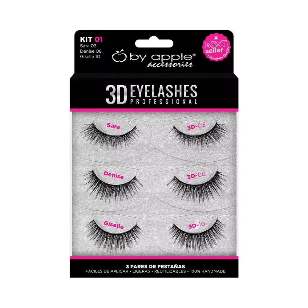 Kit con 3 Pares de Pestañas 3D