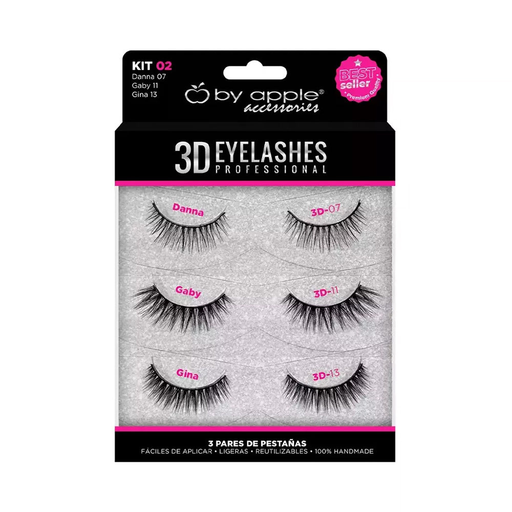 Kit con 3 Pares de Pestañas 3D