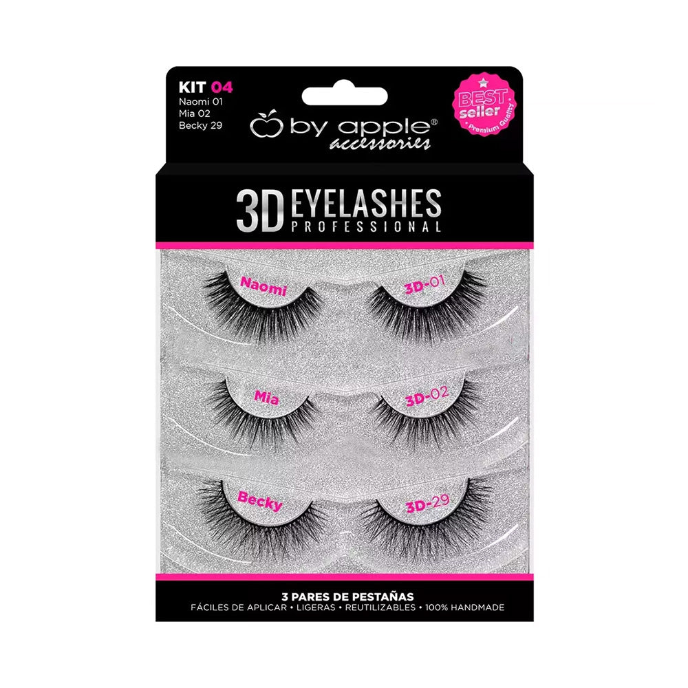 Kit con 3 Pares de Pestañas 3D