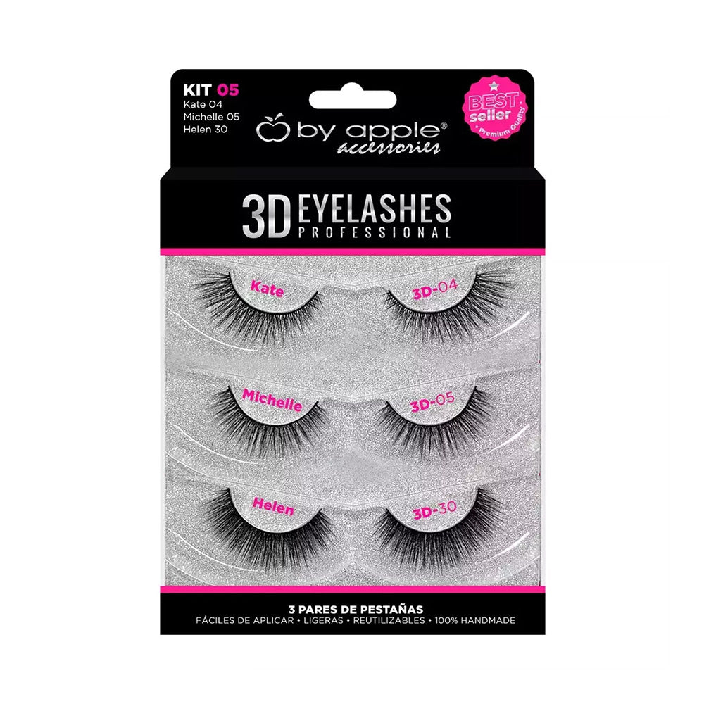 Kit con 3 Pares de Pestañas 3D