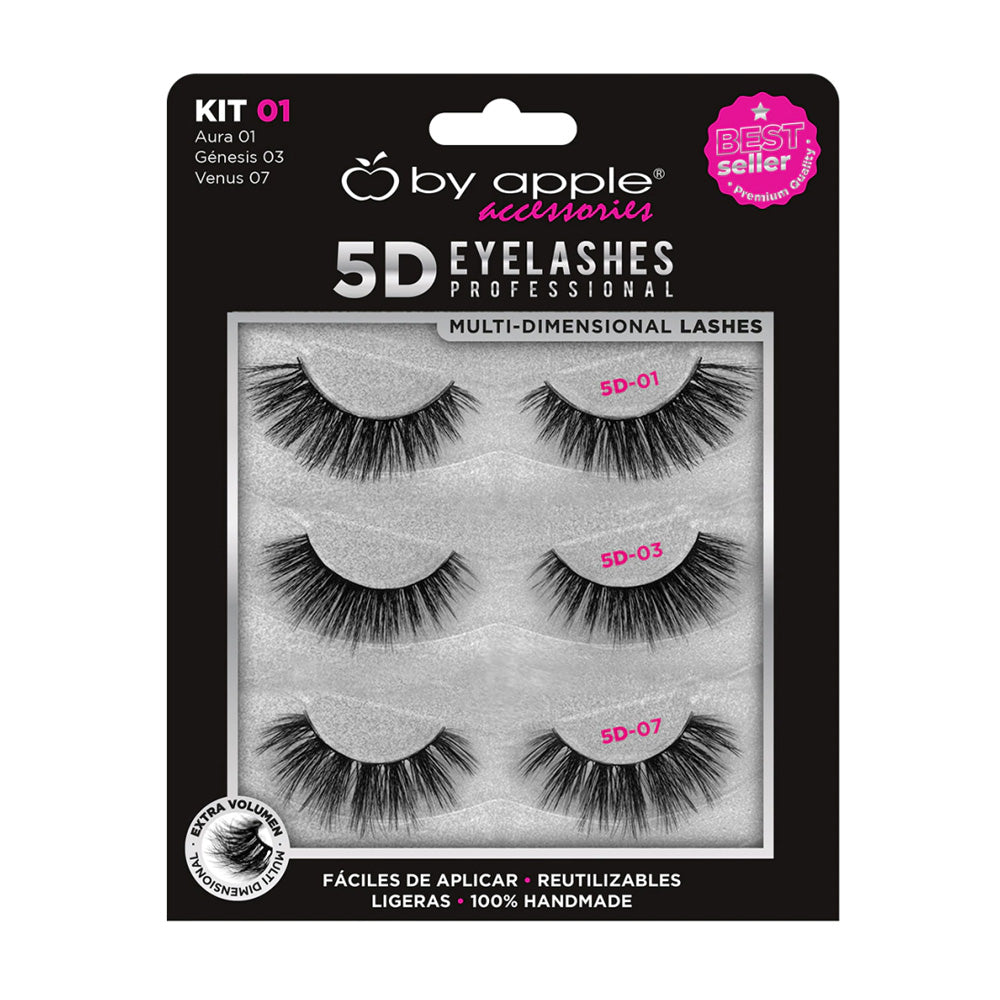 Kit con 3 Pares de Pestañas 5D