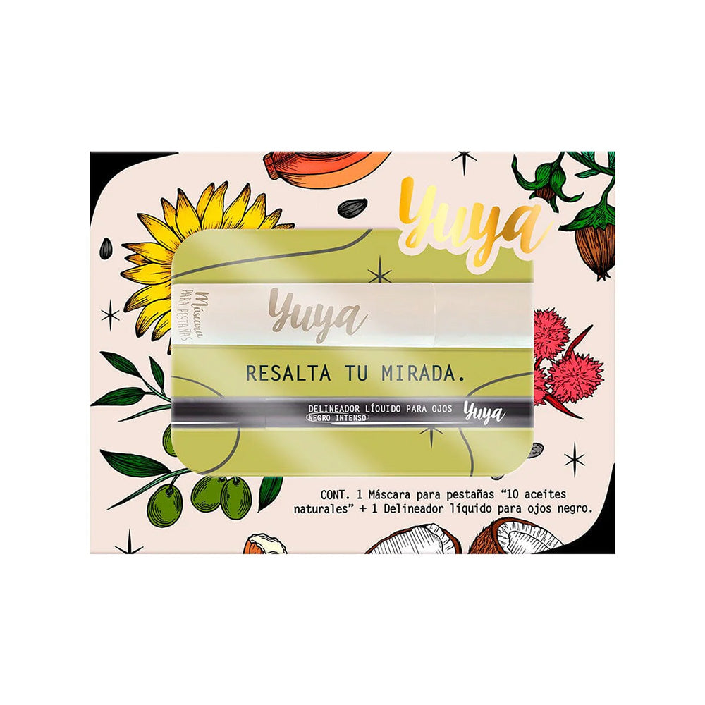 Kit Rímel 10 Aceites Negro + Delineador Líquido de ojos