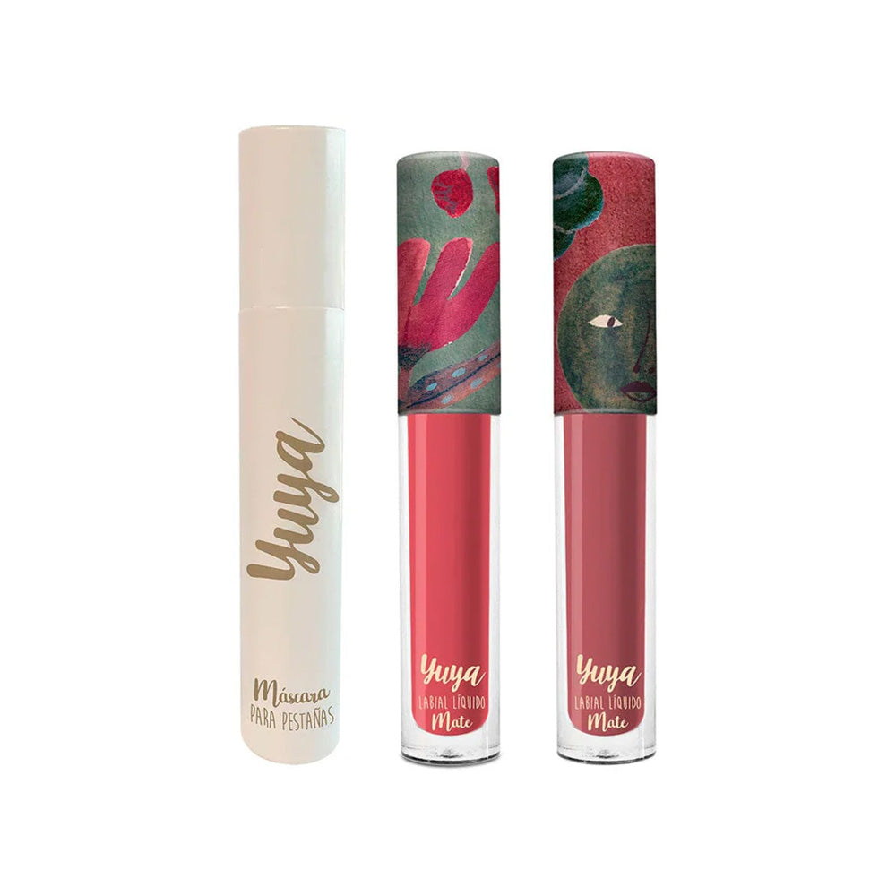 Kit Rímel 10 Aceites Negro + 2 Labiales Líquido Mate