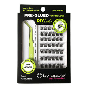 Kit Pestañas con Pinza Pre-Glued DIY Lash color_01 Glam Up