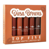Set de Labiales Top Five modelo_Diosa Browns
