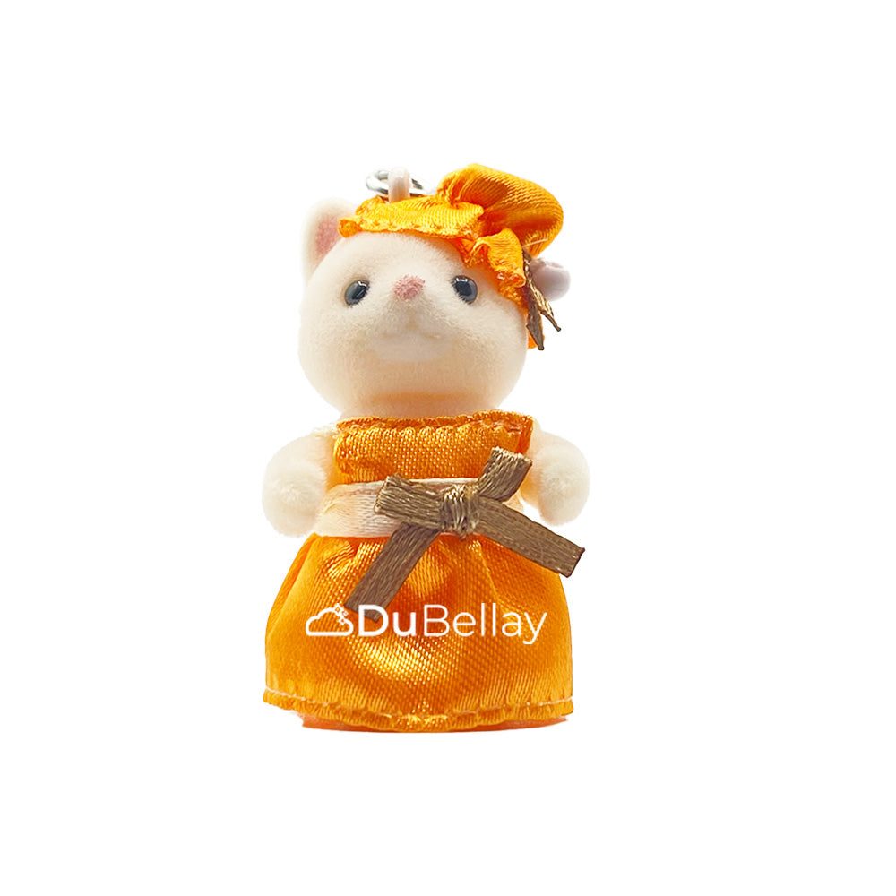 Llavero Bebé Gato de Seda (Vestido Naranja)