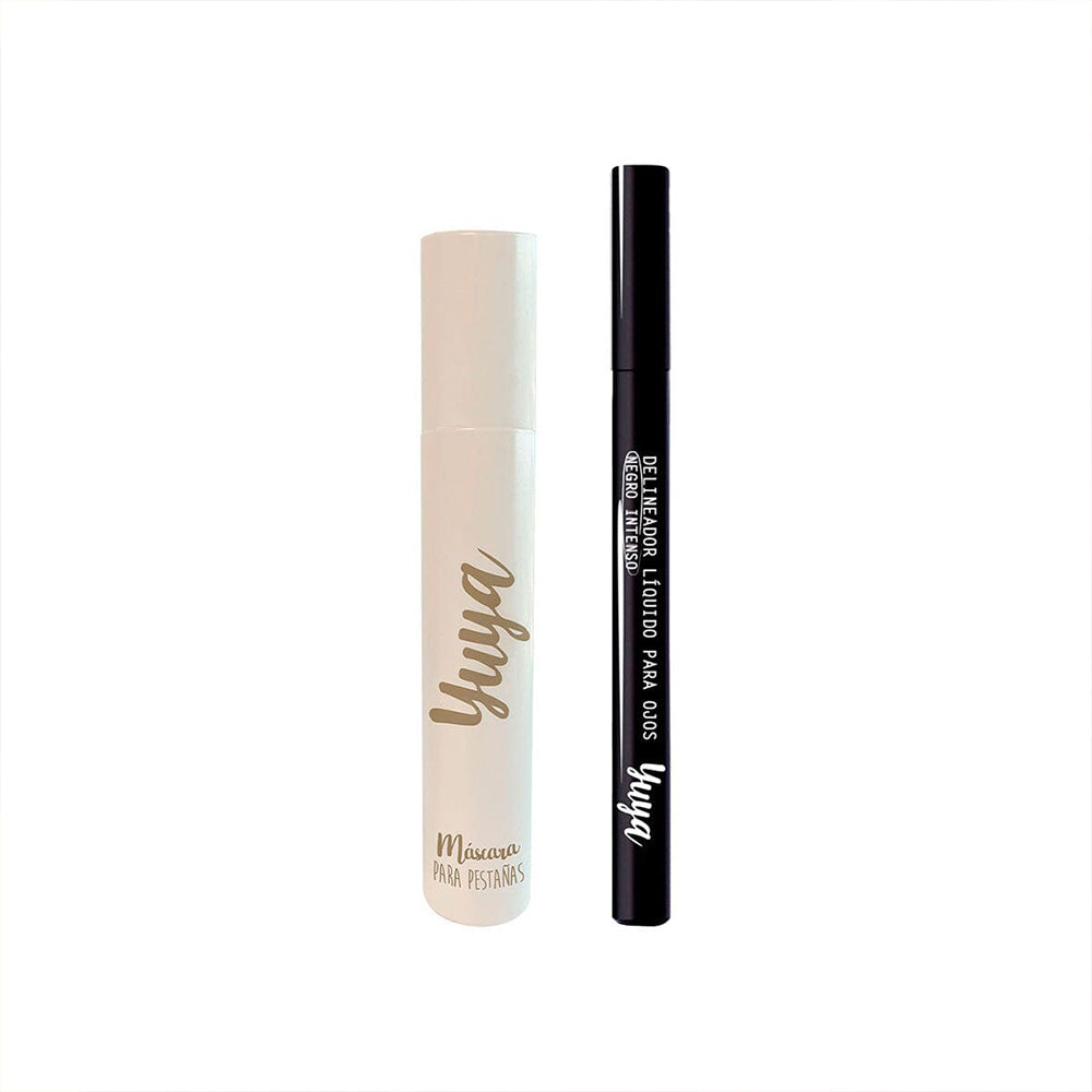 Kit Rímel 10 Aceites Negro + Delineador Líquido de ojos