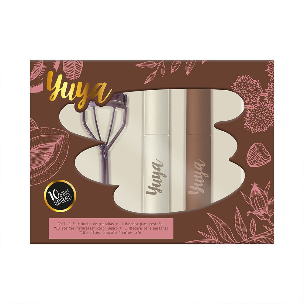 Kit de Enchinador Borgoña + 2 Rímel 10 Aceites Negro y Café