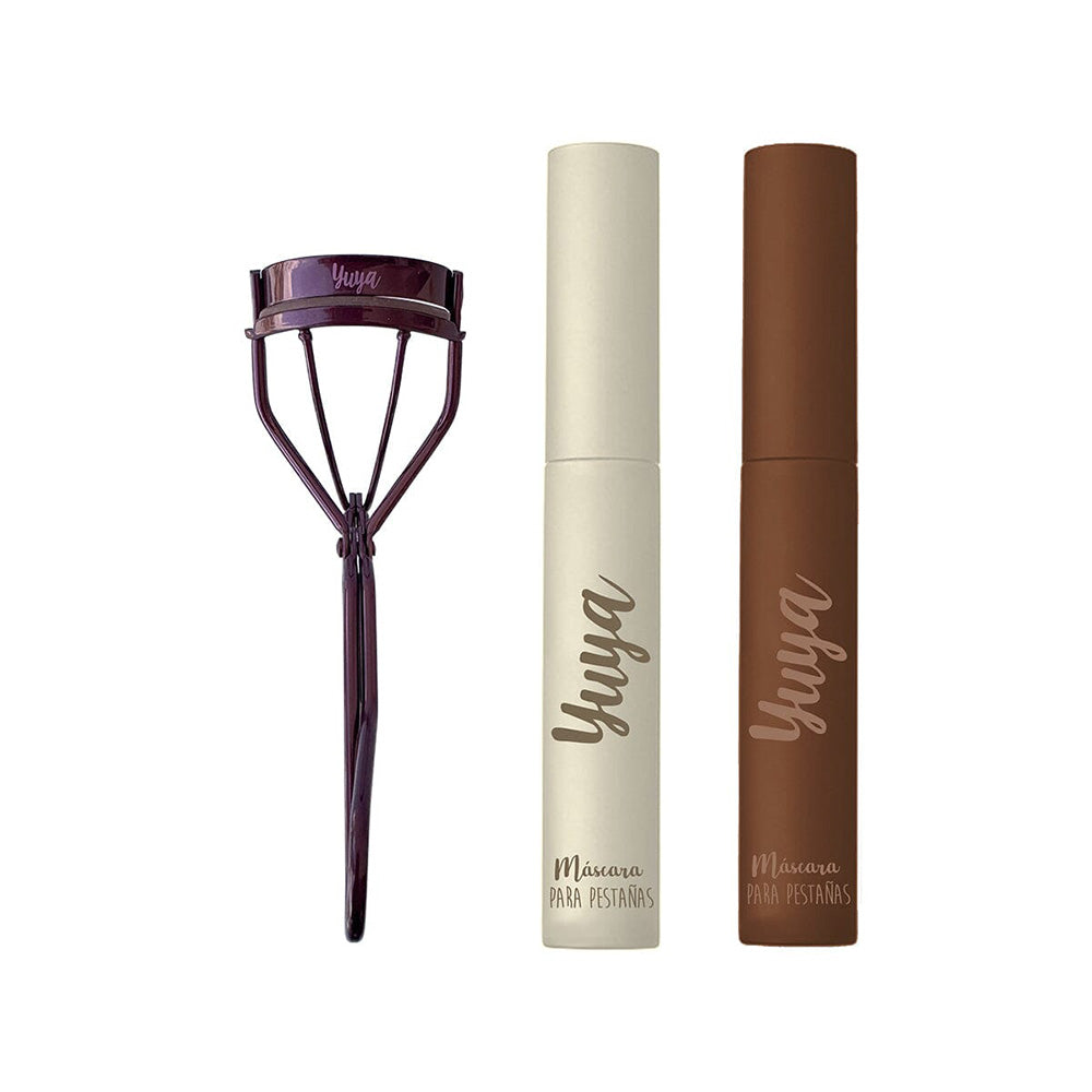 Kit de Enchinador Borgoña + 2 Rímel 10 Aceites Negro y Café