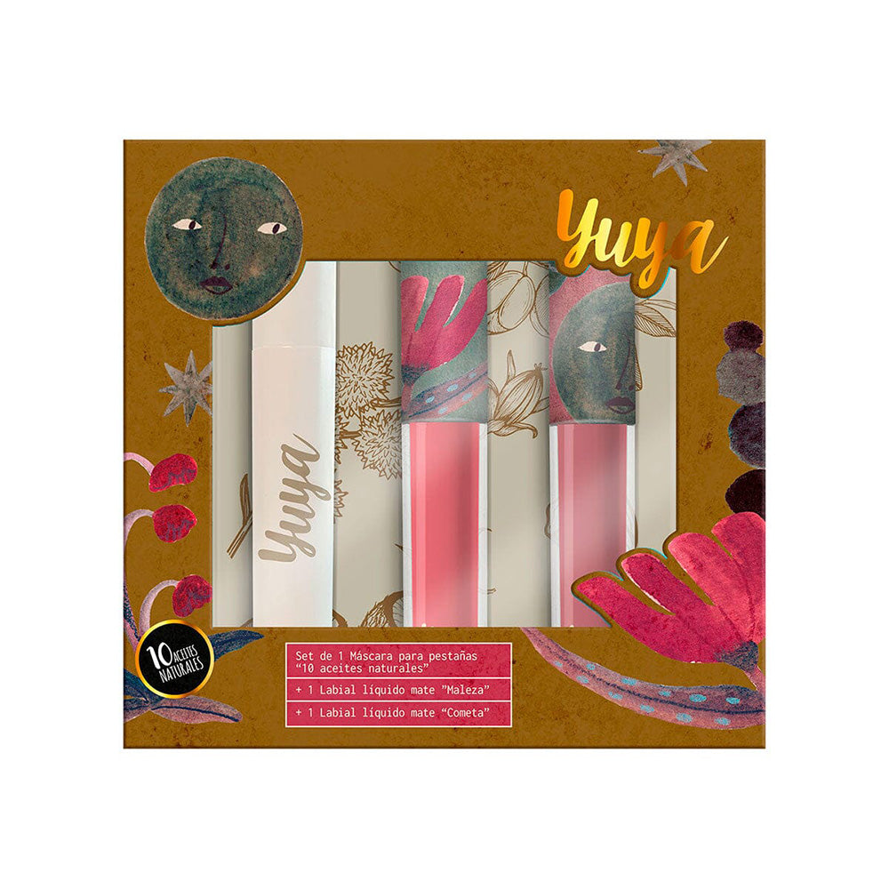 Kit Rímel 10 Aceites Negro + 2 Labiales Líquido Mate